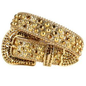 Rhinestone Belt–SUN033–Gold Glitter Belt, Gold Rhinestones & Gold Pumpkin Studs